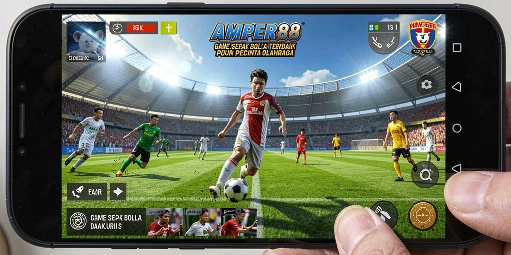 Tangkapan layar utama AMPER88 menampilkan aksi nyata di lapangan sepak bola.