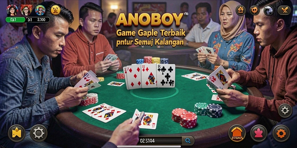 Tampilan gameplay ANOBOY yang seru dan interaktif di dunia Gaple.