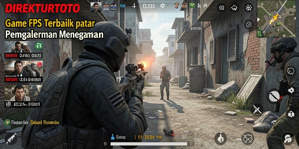 Screenshot gameplay DIREKTURTOTO yang menampilkan aksi tembak-menembak yang seru.