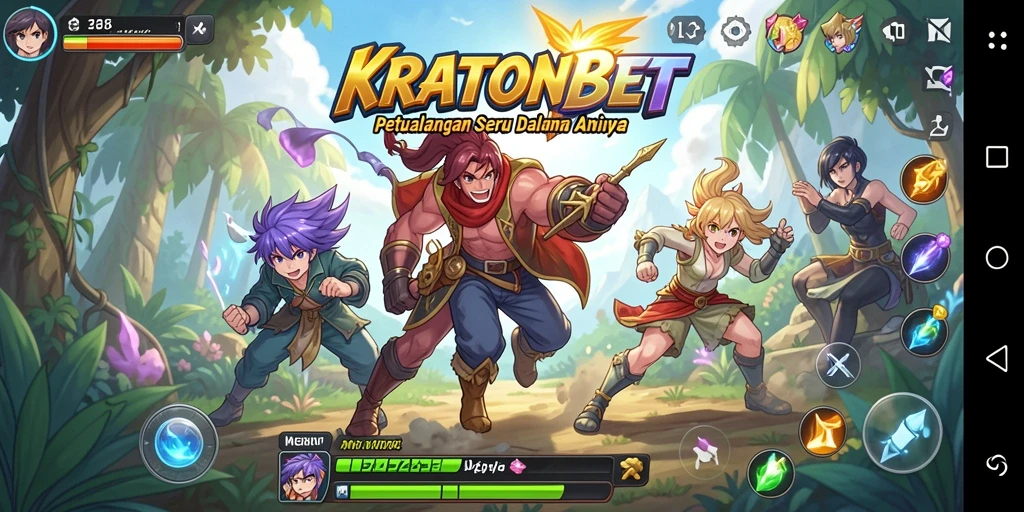 Tangkapan layar gameplay KRATONBET yang penuh aksi anime.