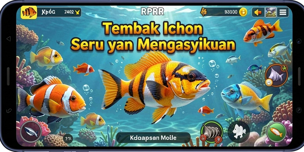 Tangkapan layar gameplay RPRR dengan aksi Tembak Ikan yang seru.