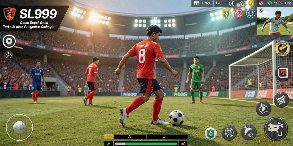 Tampilkan gameplay menegangkan dari SL999 di lapangan sepak bola.